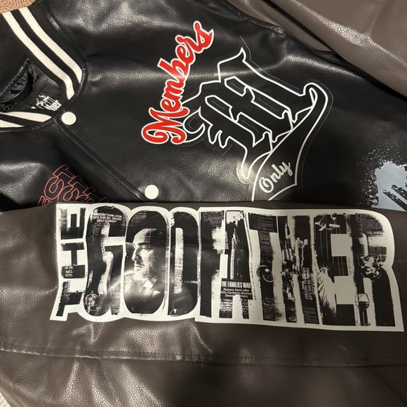 NWT The Godfather X Members Only Vegan Leather Bomber Varsity Jacket - Picture 5 of 5